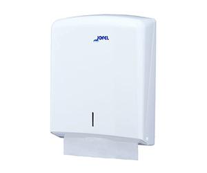 Jofel - Dispensador de Papel de Manos, Toallas Faciales, Dispensador de Papel Secamanos de Pared, hasta 600 Toallitas Zig-Zag, Higiénico, Carcasa ABS de Alta Resistencia, Azur AH33000, Blanco