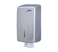 Jofel - Dispensador de Papel Higienico, 400 Toallitas en Formato Zig-Zag, Máxima Higiene Sólo se Toca la Toallia a Usar, Ahorro de Papel, Carcasa de Acero Resistente, Futura AD75000 Inox. Satinado