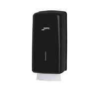 Jofel - Dispensador de Papel Higienico, 400 Toallitas Zig-Zag Tipo Z, V y W, Máxima Higiene Sólo se Toca la Toallia a Usar, Ahorro de Papel, Carcasa ABS Resistente, Valor AH77600, Negro