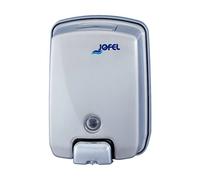 Jofel - Dosificador de Jabón para Pared, Rellenable con Jabón Líquido Capacidad de 1L, Dispensador Jabón Baño, Antivandálico y Robusto, Antigoteo y Anticorrosión, Futura AC54000, Inox. Satinado