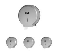 Jofel - Portarrollos de Papel Higiénico Industrial Grande, Dispensador de Papel en Rollos 400m, 260mm Diámetro, Mandril 45-55mm, Ideal Baños Públicos, Carcasa ABS Valor AE77300 Plata (Paquete de 4)