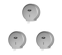 Jofel - Portarrollos de Papel Higiénico Industrial Grande, Dispensador de Papel en Rollos 400m, 260mm Diámetro, Mandril 45-55mm, Ideal Baños Públicos, Carcasa ABS Valor AE77300 Plata (Paquete de 3)