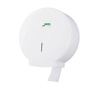 Jofel - Portarrollos de Papel Higiénico Industrial Mediano, Dispensador Rollos de hasta 300m, max. 220mm de Diámetro, Mandril 45mm, Ideal en Baños Públicos WC, Antibacteriano, Azur AE51700, ABS Blanco