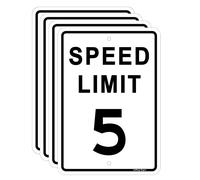 Joffreg Seal de lmite de velocidad de 5 MPH de aluminio reflectante de 17 x 12 pulgadas, paquete de 4