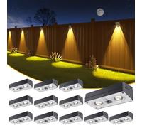 JOFIOS - Juego de 12 luces solares para valla de exterior de 50 lúmenes, con 12 modos de luz solar LED de color RGB que brilla al aire última intervensión, impermeable, luces solares para patio,