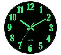 JoFomp Reloj de Pared Moderno con luz Nocturna, 12 Pulgadas, silencioso, sin tictac, números y manecillas de función Luminosa, Funciona con Pilas, Reloj de Pared Decorativo para Oficina, Cocina, Sala