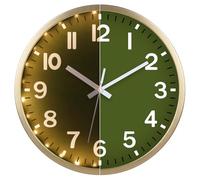 JoFomp Relojes de pared verdes que funcionan con pilas, brillo nocturno, control de sonido de 8 pulgadas que brillan en la oscuridad, relojes de pared para decoración de sala de estar, reloj de pared