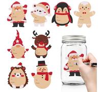 JOFONY 120 hojas de pegatinas de Navidad para etiquetar, autoadhesivas de papel kraft, etiquetas de mermelada, pegatinas navideñas, etiquetas navideñas para botellas, etiquetas de regalo