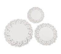 JOFONY 180 manteles de papel redondos, papel de encaje blanco, para tartas, envoltorios de papel, posavasos para tazas, decoración de vajilla, bodas (9 cm/11,5 cm/14 cm)