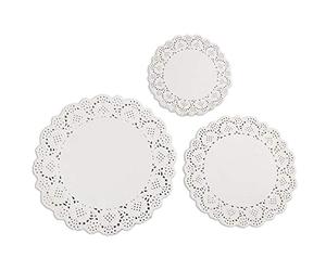 JOFONY 180 manteles de papel redondos, papel de encaje blanco, para tartas, envoltorios de papel, posavasos para tazas, decoración de vajilla, bodas (9 cm/11,5 cm/14 cm)