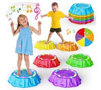 Jofuni Piedras de Paso Musicales Iluminadas para Niños 6 Piedras Duraderas Antideslizantes Juguetes sensoriales para interiores y exteriores Apto para niños de 3 a 5 años Juguetes de jardín para niños