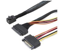 JOFUUM Cable Integrado 12G Mini SAS HD A U.2 36P SFF-8643 A SAS U.2 SFF-8639 con Fuente de Alimentación SATA de 15, Adecuado para SSD U.2