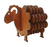 JOFUUM Posavasos de Madera con Forma de Oveja en 3D, Juego de Posavasos Divertidos con Forma de Oveja, Posavasos con Forma de Animal, Color Marrón Oscuro