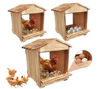 JOGEPEYO Caja de anidación de pollos, gallinero pequeño, cajas de anidación para pollos y patos, 3 compartimentos, cajas de anidación de madera para gallinas ponedoras de huevos (11.4 pulgadas de