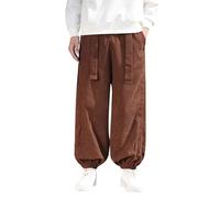 Jogger Deportivos de Pierna Ancha con Cordón Tipo Linterna Pantalones Samurái de Kimono Japonés Pantalones de Pana Casuales de Hombre de Primavera y Otoño Estilo Hong Kong