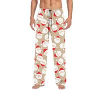 Jogger Hombre Invierno - Pantalones Casuales y Pantalones para Dormir con Estampado navideño y Bolsillo con cordón para Hombre (Khaki, S)