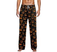 Jogger Hombre Vestir, Pantalones de Dormir con Estampado de Halloween para una Comodidad Informal, Relajarse y Descansar, Ideales para Las Vacaciones. (Black, L)