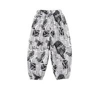 Jogging Enfant Pantalones para niñas, de seda helada, estampado diario, corte holgado, cómodo, cintura elástica, para todos los días, casual, al aire libre, fiesta, primavera, verano, otoño,(White,5-6
