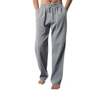 Jogging holgado para hombre chándal de algodón deportivo holgado, holgado, elástico, pantalones de chándal casual sudaderas largas con cremallera recta, pantalones regulares, gris, L
