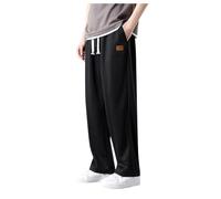 Jogging Hombre Trabajo Pantalones Ancho Hombres Corte Recto Largo Casual Cintura Elástica Pantalones Deportivos Training O Trabajo Casual, A-le negro, 3XL