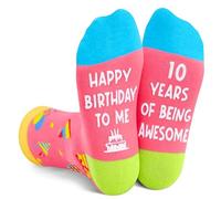 Jognee Calcetines para niñas, regalos de cumpleaños de 9 años para niñas, regalos para niñas de 9 a 11 años, 10th Happy Birthday to Me Rosa, One Size