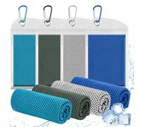 Jognee Juego de 4 toallas de refrigeración de microfibra para cuello y cara, toallas de gimnasio transpirables con bolsa impermeable y mosquetón, toallas de sudor para gimnasio, correr, yoga, viajes