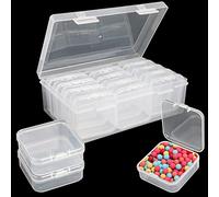 Jogoico 12 Piezas Caja con Tapa, Cajas Almacenaje Plástico, Pequeñas Cajas Transparentes para Abalorios, Bisutería, Accesorios para Pintar Diamantes (5.5*5.5*2CM)