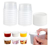 Jogoico 20 Piezas Tarros de Plastico con Tapa Pequeños, Recipientes de Plástico Comida, Envases de Plastico con Tapa para Salsas Herméticos, Sopas, Condimentos, Cremas, Manualidades, BPA Free(165ml)