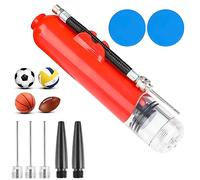 Jogoico Bomba para Balones, Inflador Balones con 3 Agujas, 2 Boquillas y 2 Parches Reparadores Impermeables, Hinchador Globos para Balón de Fútbol, Baloncesto, Voleibol, Rugby y Pilates (Rojo)