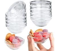 Jogoico Cuencos Pequeños de Vidrio 10 Piezas Cuencos Aperitivos 75ml Mini Bols de Cristal Preparació de la Cocina Redondo Reutilizable Apilable Salsas