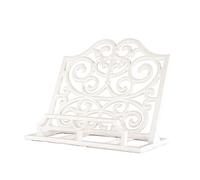 JOGREFUL Cookbook Stand, Cast Iron Heavy-Duty Recipe Book Holder, Kitchen Vintage Recipe Book Holder, Reading Rest Holder for Easel/Counter/Books/Magazine/iPad/Bible, Classic White