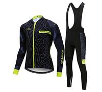 JOGVELO Maillot Ciclismo, Ropa Ciclismo Conjunto Hombre Jersey + Culotes Ciclismo Invierno Vellón Térmico Reflectante, M
