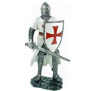 Joh. Vogler Figuren _ Shop Gmbh Alemán Kreuzritter con Signo De Y Espada Caballero Cruzada Blanco Capa Decoración Escultura