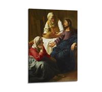 Johannes Vermeer - Póster de gran obra de arte de Cristo en la casa de Marta y María, impresión en lienzo para dormitorio, sala de estar, 40 x 60 cm