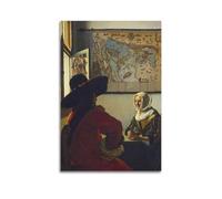 Johannes Vermeer - Póster de gran obra de arte oficial y chica riendo para pared, pintura para colgar fotos, decoración de dormitorio familiar, 20 x 30 cm
