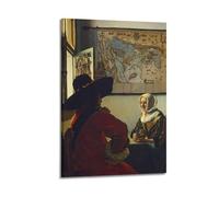 Johannes Vermeer - Póster de gran obra de arte oficial y chica riéndose, lienzo para pared, impresión artística para colgar en la pared, 40 x 60 cm