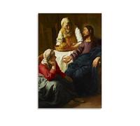 Johannes Vermeer - Póster decorativo de la obra maestra de Cristo en la casa de Marta y María, impresiones artísticas en lienzo, impresión artística en lienzo, decoración del hogar, oficina