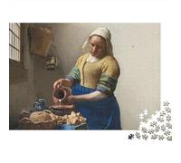 Johannes Vermeer Puzzles para Adultos, Rompecabezas Arte De Madera De 1000 Piezas, Rompecabezas Pinturaarte De Madera, Obra De Arte De Juego De, Cuadros Famosos del Mundo Decoración del Hogar