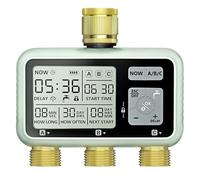Johgee Central de riego de 3 Salidas, con Entrada y Salida de latón, Reloj Digital de riego con Pantalla LCD, Control automático/Manual, Temporizador, para jardín