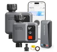johgee Pack de 2 ordenadores de riego WiFi con tecnología RF de 300M, reloj de riego para riego de jardín compatible con Alexa y aplicación Smart Life, sistema de riego automático para jardín y césped