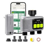 johgee Programador Riego WiFi 3 Salidas con tecnología RF 433, riego temporizado inteligente con APP, control por voz Alexa, 6 horarios de riego, temporizador de riego automático para jardín