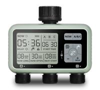 johgee Temporizador de riego, temporizador de aspersor de 3 zonas, temporizador de agua al aire libre con retardo de lluvia/manual/automático, temporizador de riego para jardín, césped, patio, 3