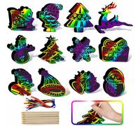 Johiux Christmas Scratch & Sketch Art Paper，Scratch Painting Graffiti Creative Gift for Kid & Adult (60 pcs)