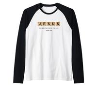 John 14:6 Jesus The Way, Truth, Life Crossword Puzzle Camiseta Manga Raglan