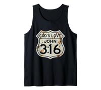 John 3:16 Vintage USA Highway Signo Inspirado en versículo bíblico Camiseta sin Mangas