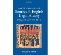 John Baker Baker and Milsom Sources of English Legal History (Tapa dura)