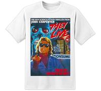 John Carpenter They Live Retro Movie Poster T Shirt Huge Print Men's White S