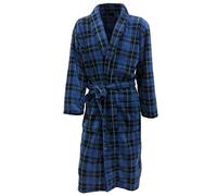 John Christian - Albornoz Polar Térmica Suave - Tartán Azul - Hombre (XXL)