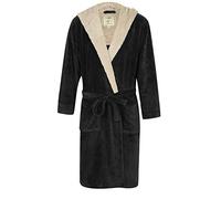 John Christian Albornoz Polar térmica Super Suave con Capucha, Negro y Gris Claro, XL