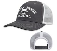 John Deere Gray Moline 112 Fit Cap White Mesh Vintage Embroidered Logo Hat, Negro